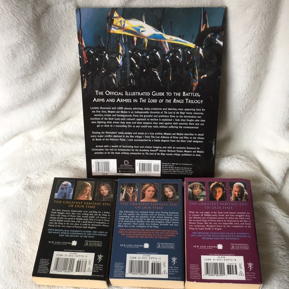 JRR Tolkien Lord of the Rings Trilogy Books Set of 3 + Weapons and Warfare - Picture 3 of 16